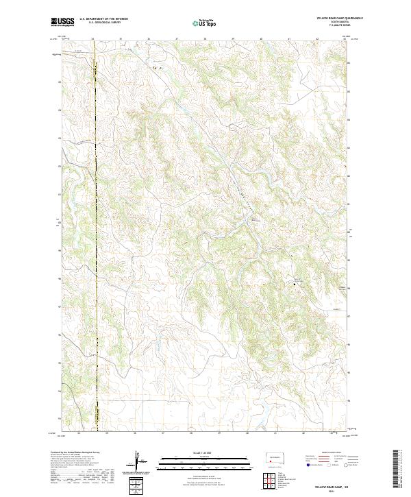 USGS US Topo 7.5-minute map for Yellow Bear Camp SD 2021