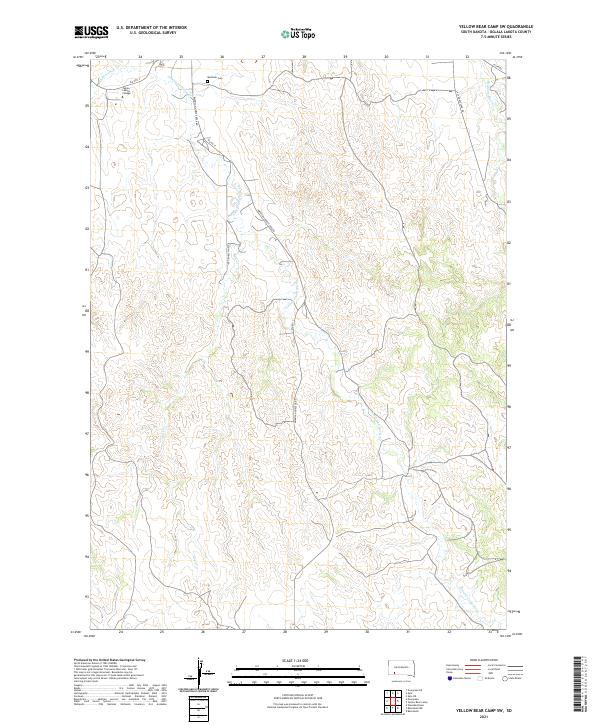 USGS US Topo 7.5-minute map for Yellow Bear Camp SW SD 2021