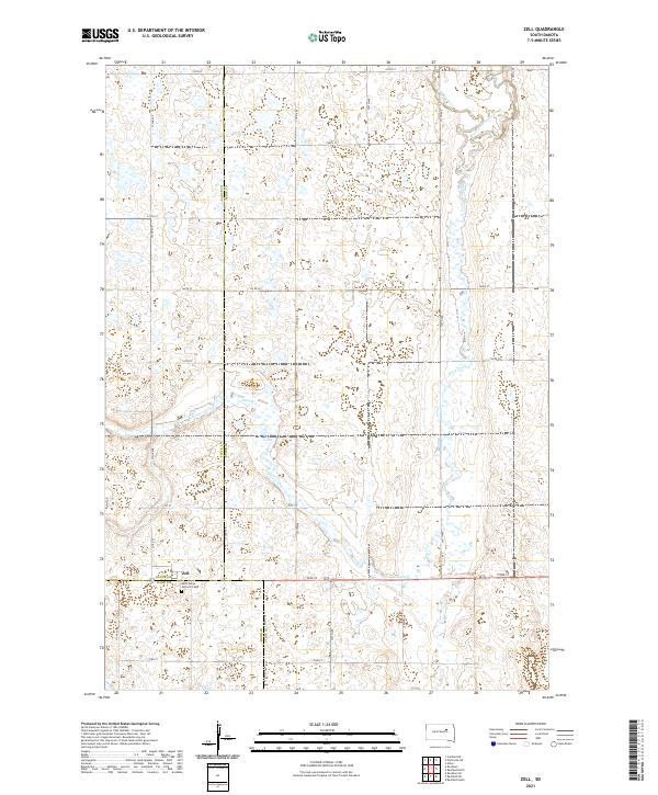 USGS US Topo 7.5-minute map for Zell SD 2021