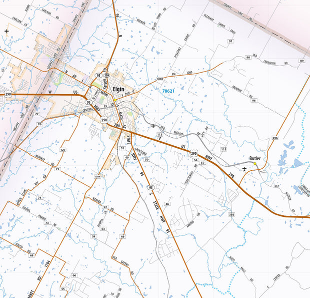 Bastrop County Tx Wall Map