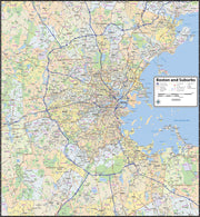 Boston and Suburbs Wall Map