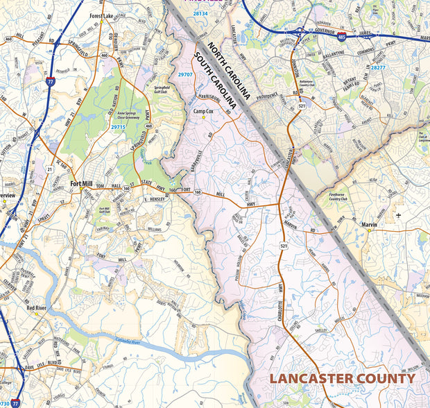 Charlotte and Mecklenburg County Wall Map