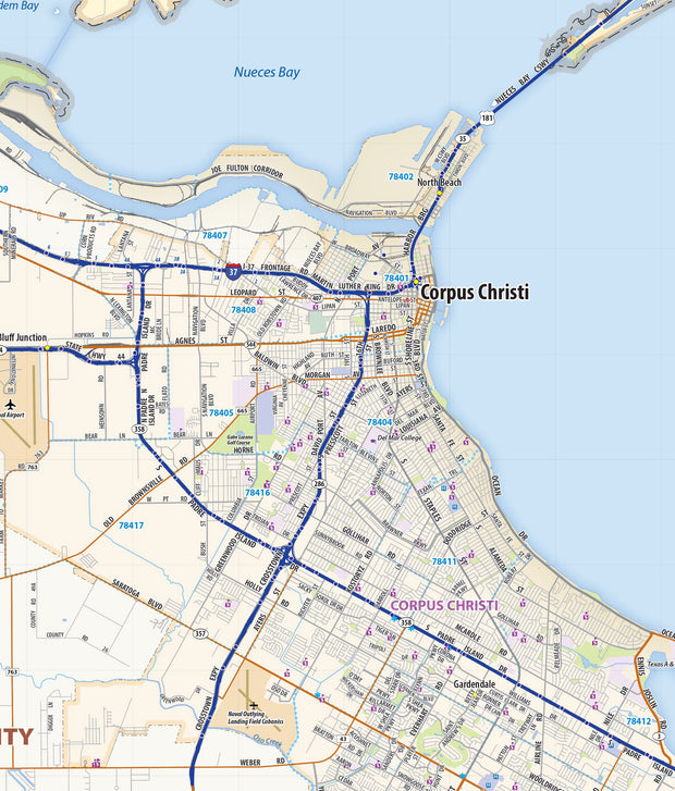 Corpus Christi Area Wall Map