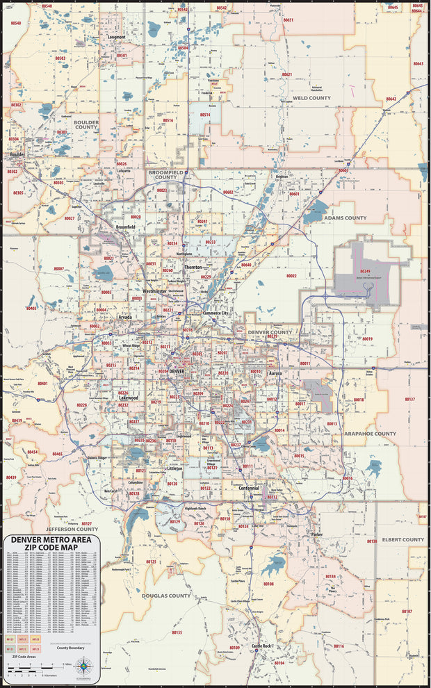 Denver Metro Area Zip Code Map