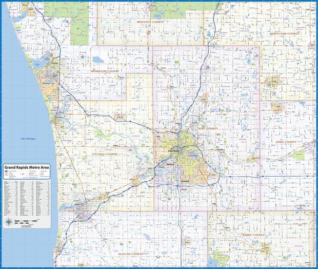 Grand Rapids Metro Area Wall Map