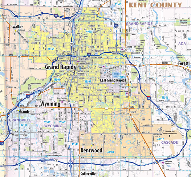 Grand Rapids Metro Area Wall Map