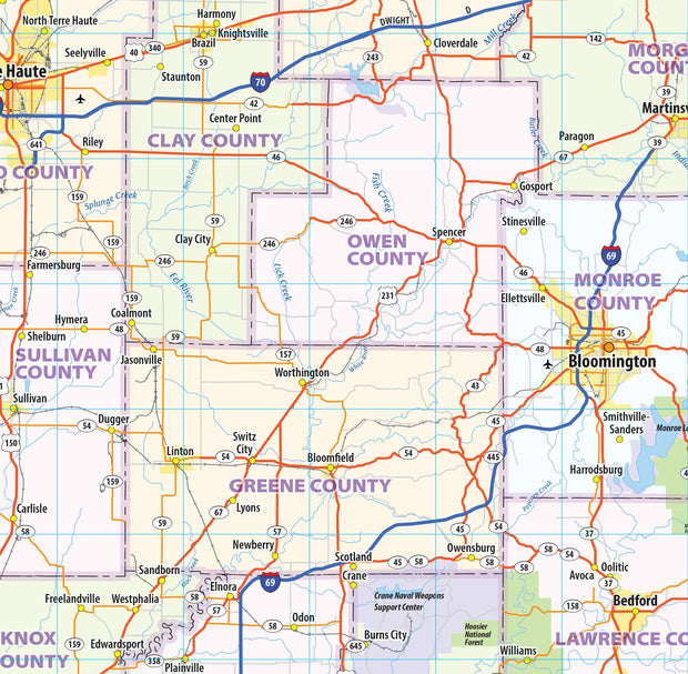 Indiana State Wall Map