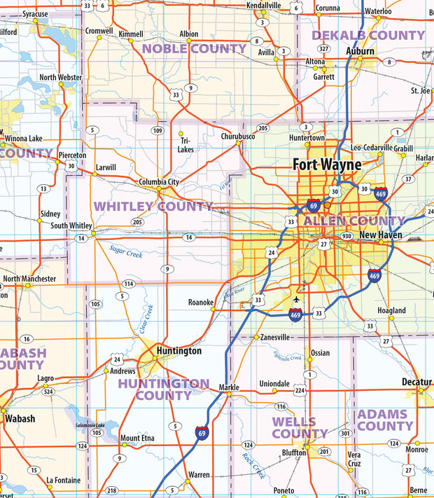 Indiana State Wall Map