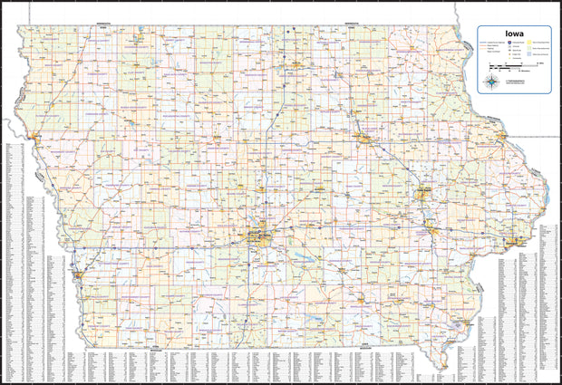 Iowa State Wall Map