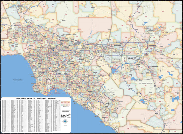 Los Angeles Area Zip Code Map