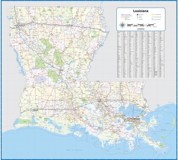 Louisiana State Wall Map