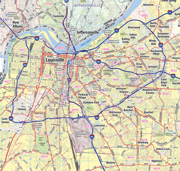 Louisville Metro Area Wall Map