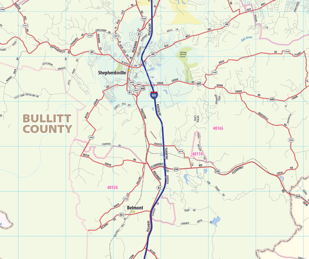 Louisville Metro Area Wall Map