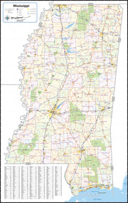 Mississippi State Wall Map