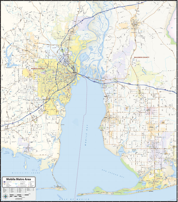 Mobile Metro Area Wall Map