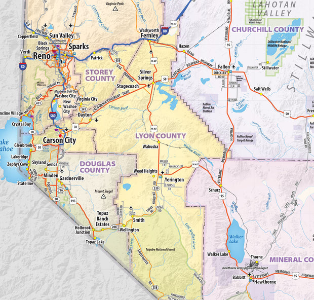 Nevada State Wall Map