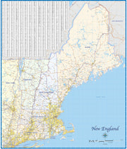 New England Regional Area Wall Map