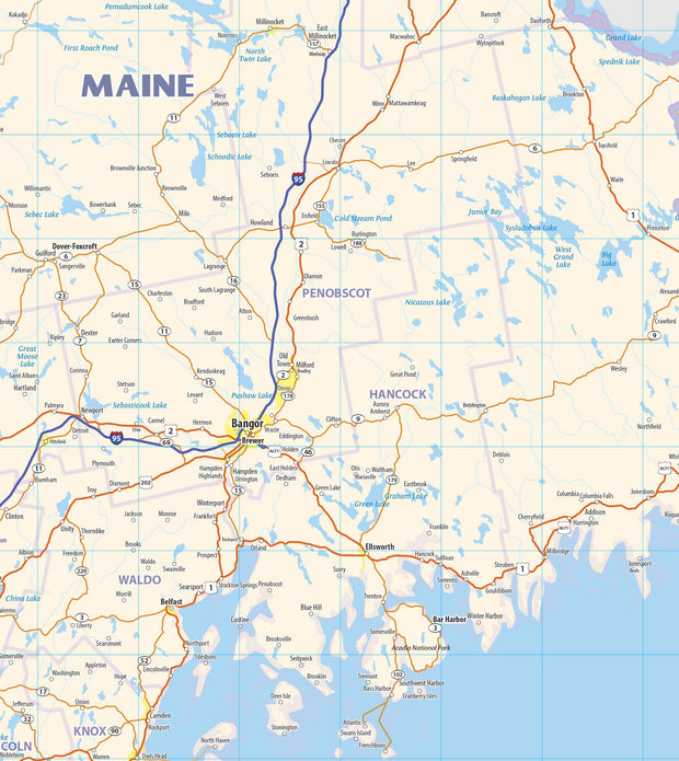 New England Regional Area Wall Map