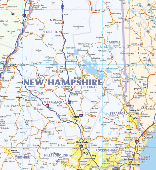 New England Regional Area Wall Map