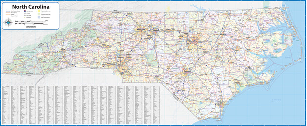 North Carolina State Wall Map