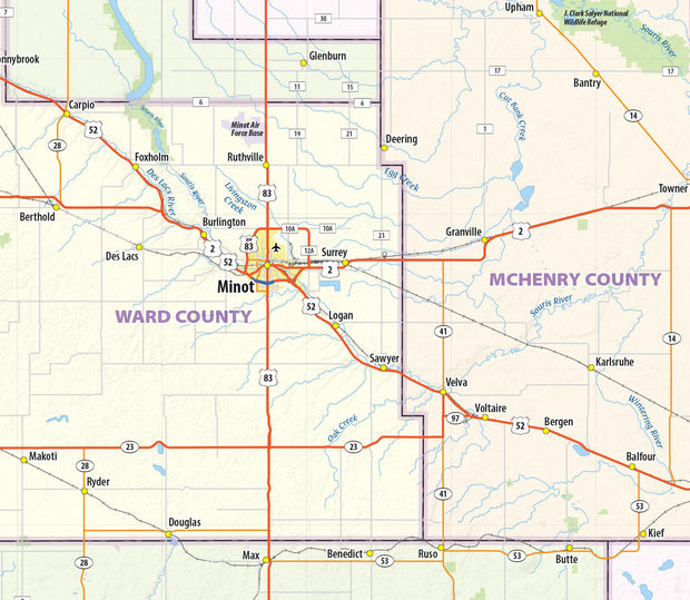 North Dakota State Wall Map