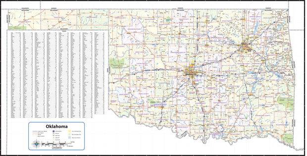 Oklahoma State Wall Map