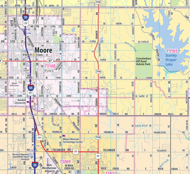 Oklahoma City Metro Area Wall Map