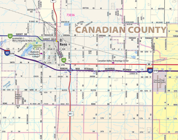 Oklahoma City Metro Area Wall Map