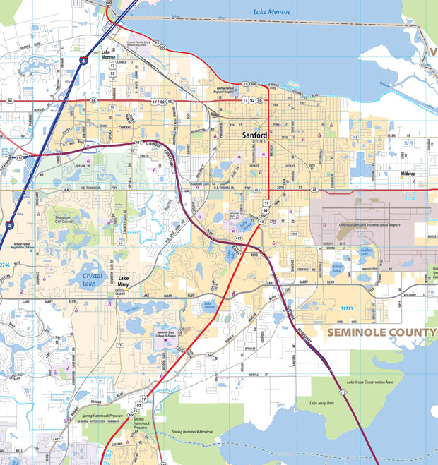 Orlando Metro Area Wall Map