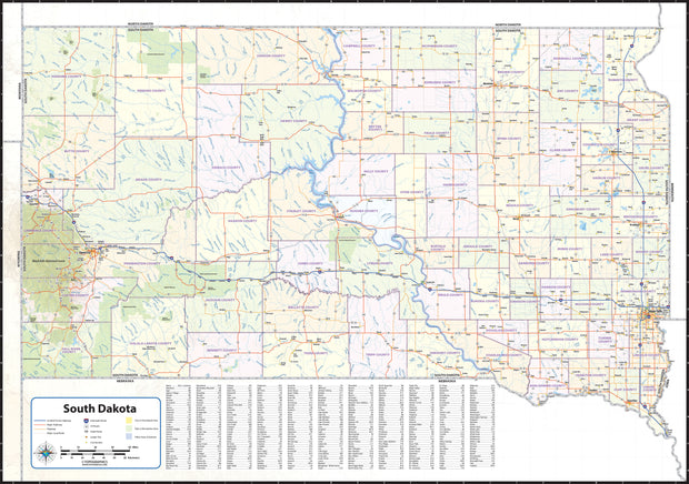 South Dakota State Wall Map