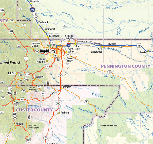 South Dakota State Wall Map