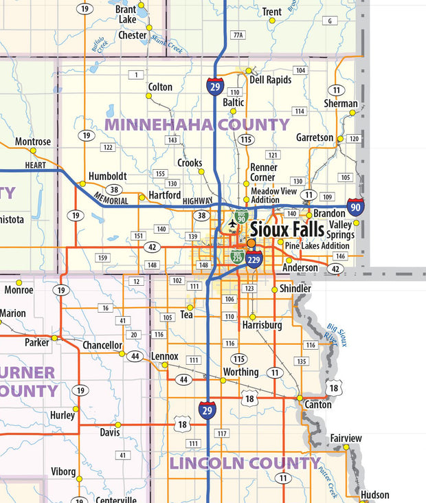 South Dakota State Wall Map