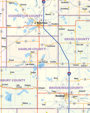 South Dakota State Wall Map