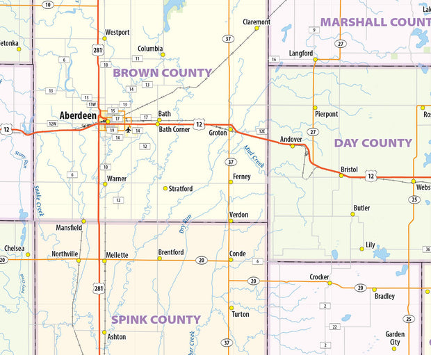 South Dakota State Wall Map