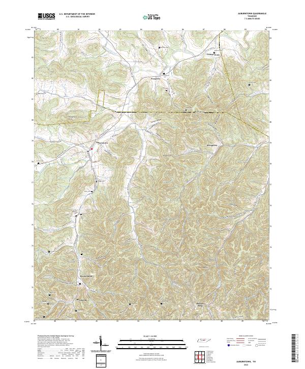 US Topo 7.5-minute map for Auburntown TN