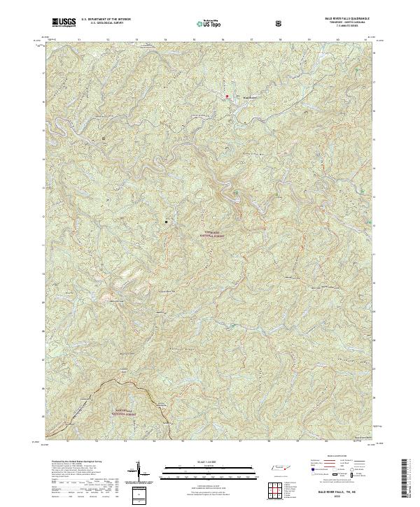 US Topo 7.5-minute map for Bald River Falls TNNC