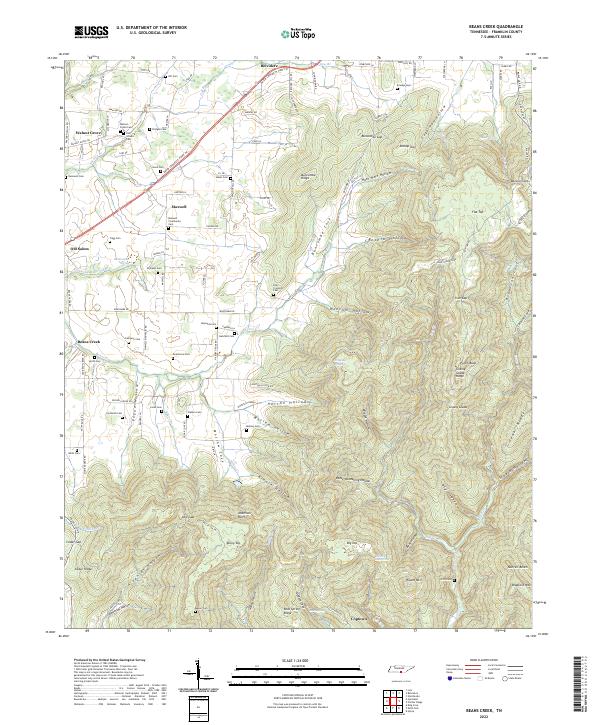 US Topo 7.5-minute map for Beans Creek TN