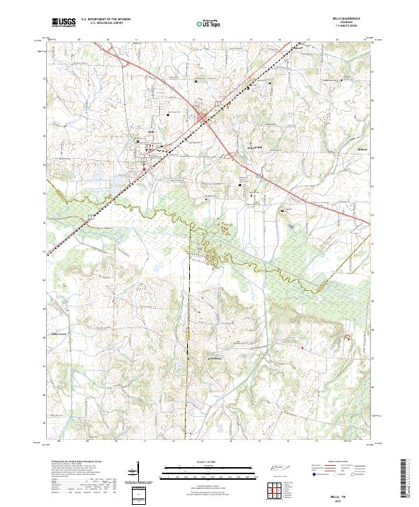 US Topo 7.5-minute map for Bells TN