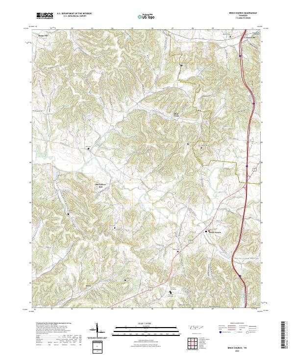 US Topo 7.5-minute map for Brick Church TN