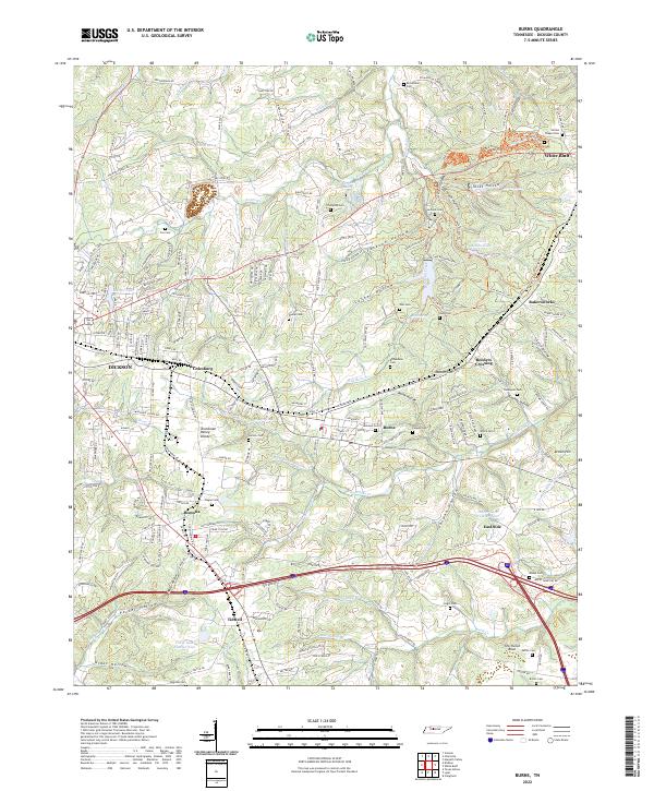 US Topo 7.5-minute map for Burns TN