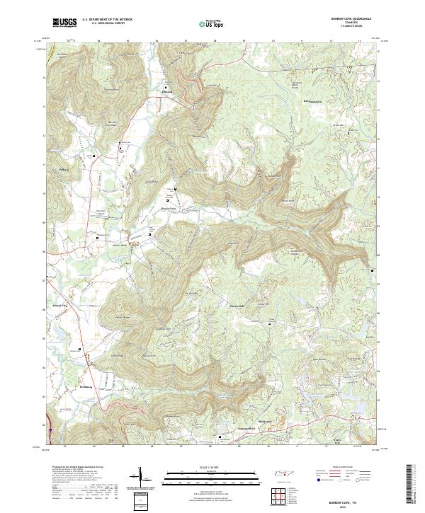 US Topo 7.5-minute map for Burrow Cove TN