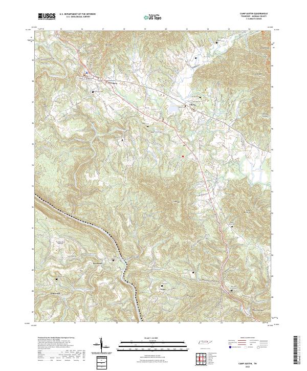 US Topo 7.5-minute map for Camp Austin TN