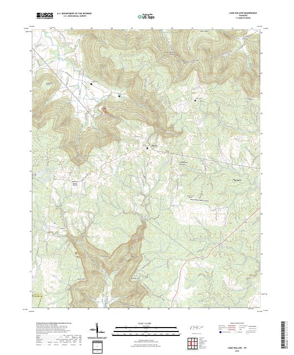 US Topo 7.5-minute map for Cane Hollow TN