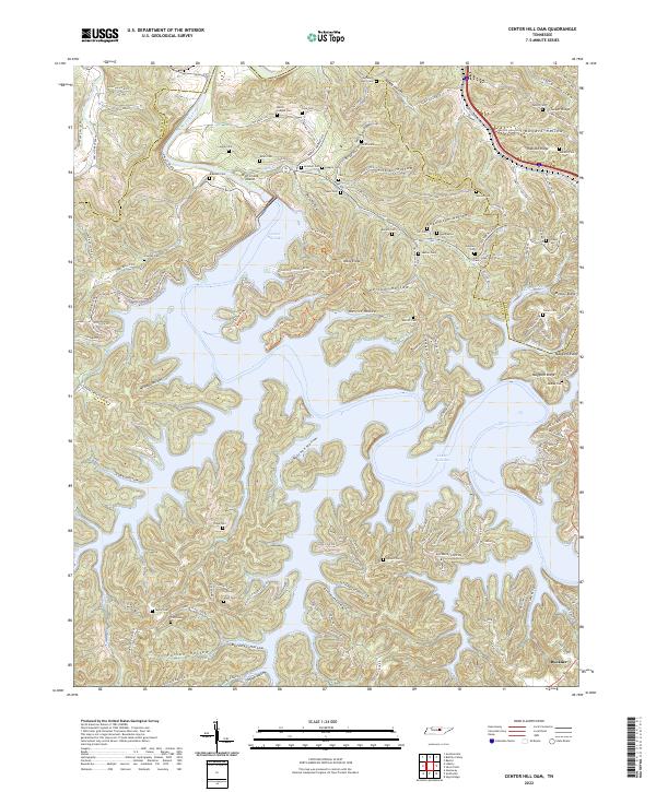 US Topo 7.5-minute map for Center Hill Dam TN