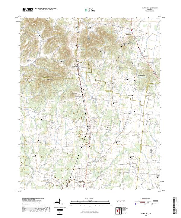 US Topo 7.5-minute map for Chapel Hill TN