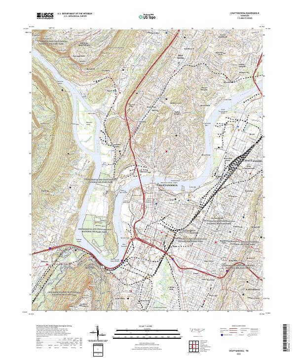 US Topo 7.5-minute map for Chattanooga TN