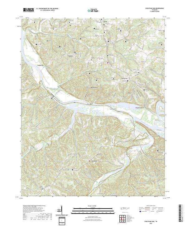 US Topo 7.5-minute map for Cheatham Dam TN