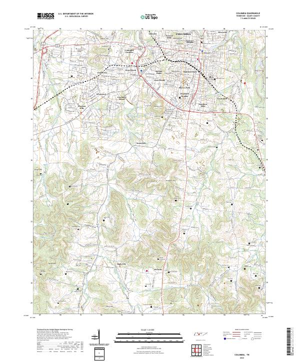 US Topo 7.5-minute map for Columbia TN