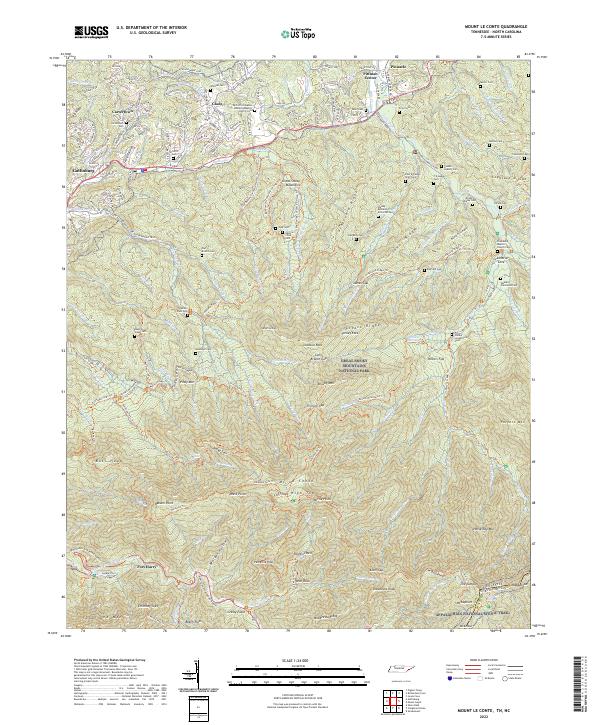 US Topo 7.5-minute map for Mount Le Conte TNNC