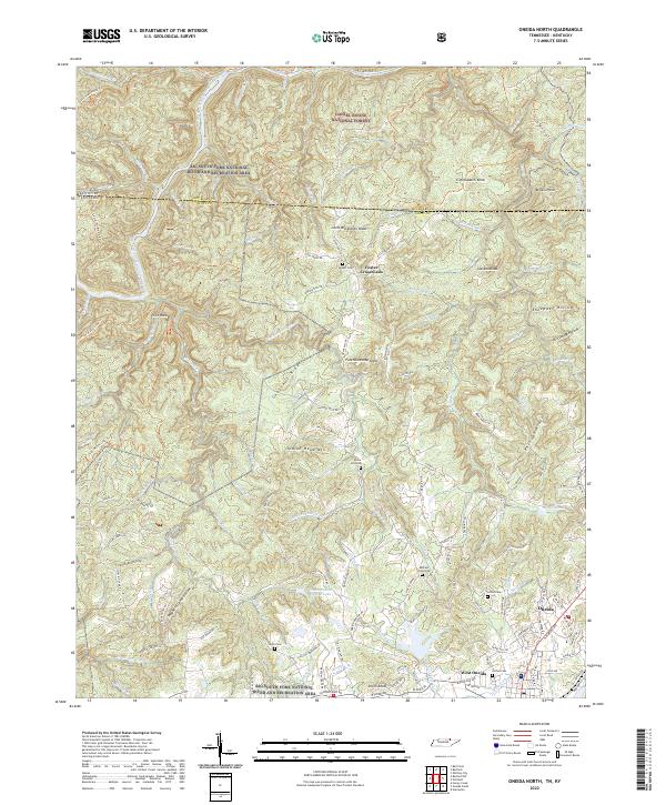 US Topo 7.5-minute map for Oneida North TNKY